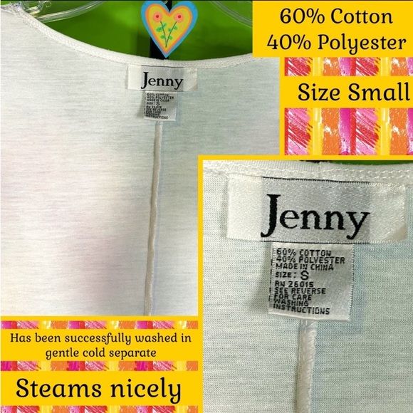 S WHITE TUNIC W WATERCOLOR FLORAL&SEQUIN DET SEMI SHEER HEM *Preowned/some wear* - Picture 8 of 14